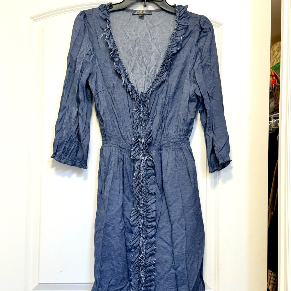 Blue denim ruffle dress